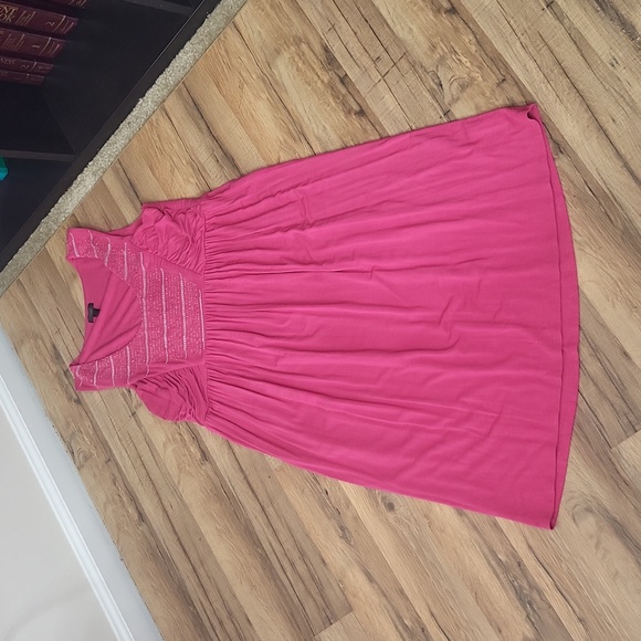 SOMA Hot Pink Rayon from Bamboo Beaded Embroidered Sundress Cover-up - Picture 5 of 10